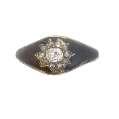 Lot 131 - A late Victorian enamel and diamond dress ring.