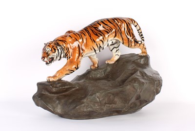 Lot 50 - An Early 20th Century "Tiger on Rock" Figure by Royal Doulton