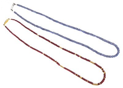 Lot 57 - Two gem-set bead necklaces.