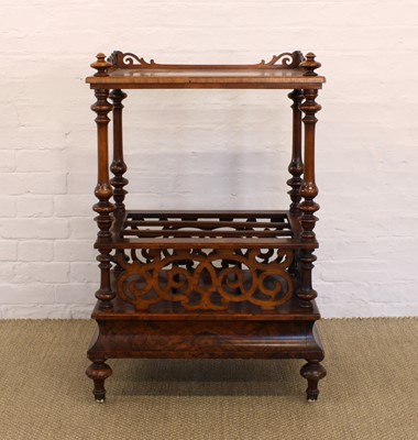 Lot 168 - A Victorian Walnut and Burr Walnut Canterbury Whatnot