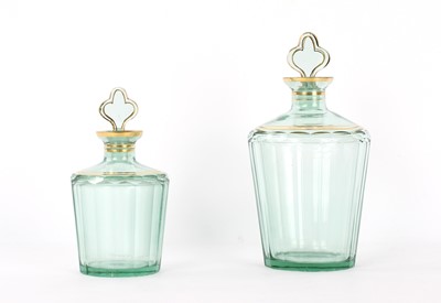 Lot 36 - A Set of Two Graduated Tinted and Gilded Glass Scent Bottles