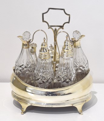 Lot 85 - A George III silver cruet set.