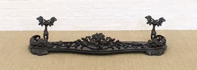 Lot 176 - A Victorian Black Painted Cast Iron Fender and Pair of Andirons