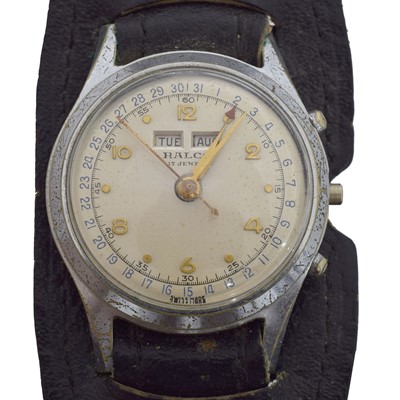 Lot 207 - A 1950s Ralco (Movado) triple calendar wristwatch.