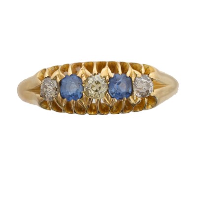 Lot 125A - A late Victorian sapphire and diamond five stone ring.