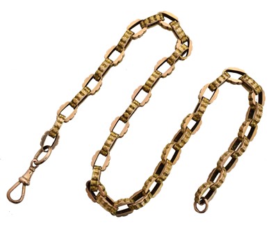 Lot 64A - A 19th century 9ct gold Albert chain.