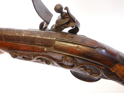 Lot 7 - Early flintock 26 bore holster pistol by Jos...