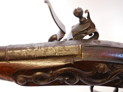 Lot 7 - Early flintock 26 bore holster pistol by Jos...