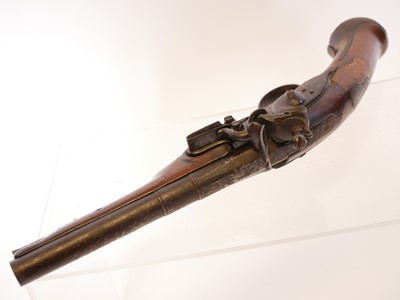 Lot 7 - Early flintock 26 bore holster pistol by Jos...