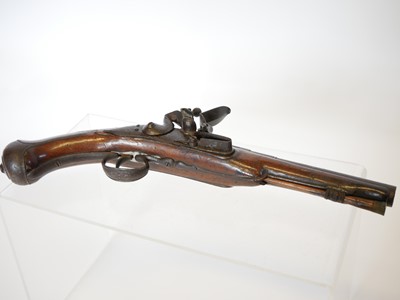 Lot 7 - Early flintock 26 bore holster pistol by Jos...
