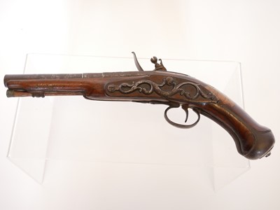 Lot 7 - Early flintock 26 bore holster pistol by Jos...