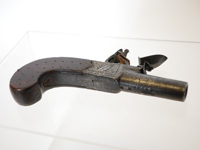 Lot 8 - Flintlock 50 bore pocket pistol by W. Hollis...