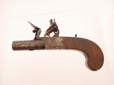Lot 8 - Flintlock 50 bore pocket pistol by W. Hollis...