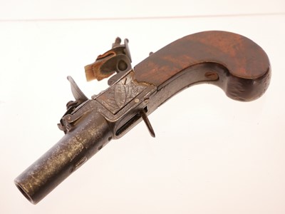 Lot 8 - Flintlock 50 bore pocket pistol by W. Hollis...