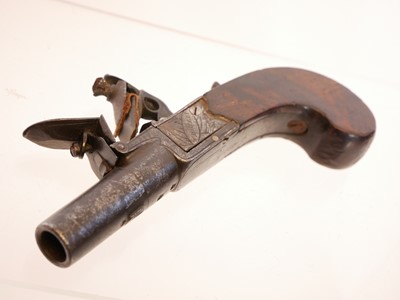Lot 8 - Flintlock 50 bore pocket pistol by W. Hollis...