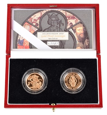 Lot 18 - A Royal Mint United Kingdom / Jersey Gold Proof Sovereign Two-Coin Set.
