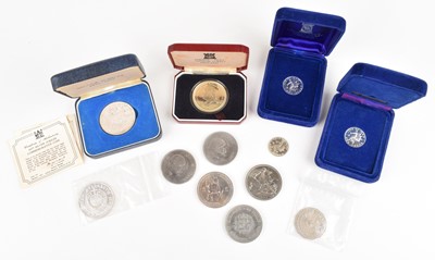 Lot 16 - Five cased silver proof coins and others.