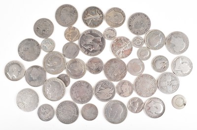Lot 44 - An assortment of mainly silver British and Foreign historic coinage.