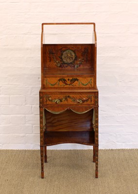 Lot 211 - An Attractive Edwardian Sheraton Revival Painted Satinwood Book Trough on Stand