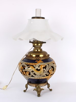 Lot 166 - A Victorian Table Lamp with Salt-Glazed Stoneware Body Attributed to Doulton Lambeth