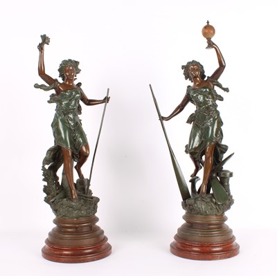 Lot 62 - A Pair of Tall French Spelter Figures Modelled After E. Rancoulet