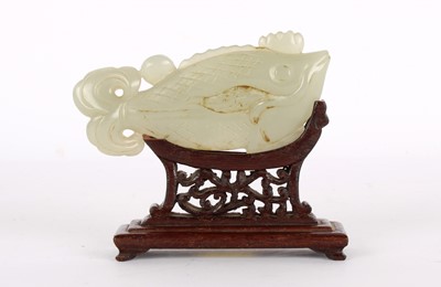 Lot 17 - A Chinese Carved Celadon Jade Fish
