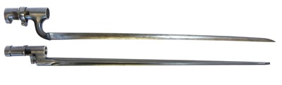 Lot 150 - Two socket bayonets, one for a Snider rifle,...