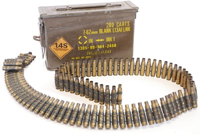 Lot 177 - Belt of fired 7.62mm machine gun ammunition,...