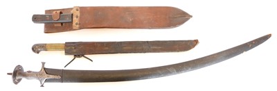Lot 155 - Indian Tulwar and two machetes, the British...
