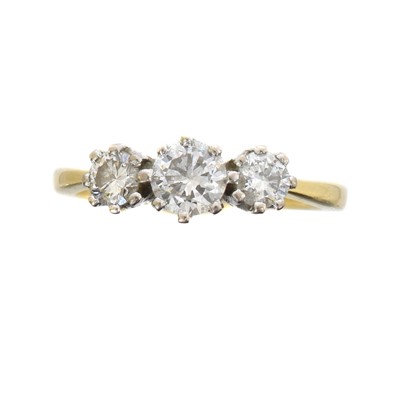 Lot 68 - An 18ct gold diamond three stone ring by Boodle & Dunthorne.