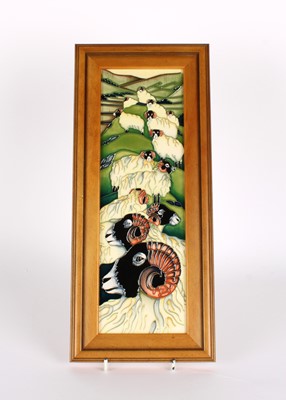 Lot 47 - A "Swaledale" Pattern Tubelined Pottery Plaque by Moorcroft