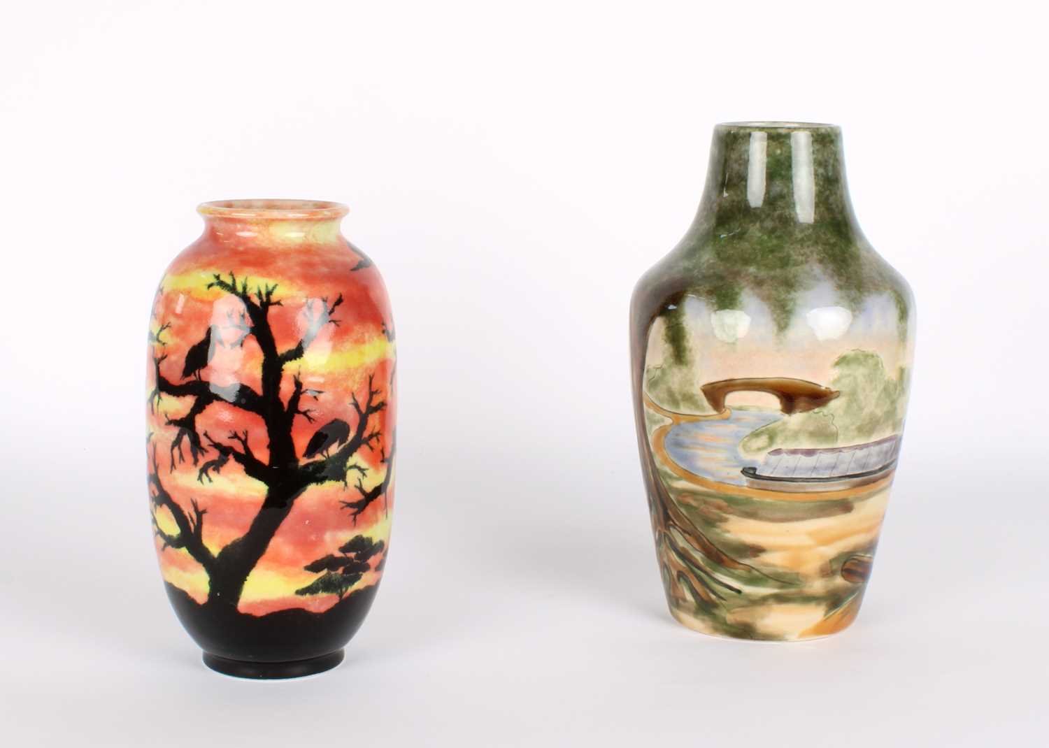 Lot 43 - Two Pottery Vases in "Cauldon Canal" and "African Sunrise" Patterns by Cobridge Stoneware