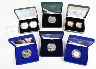Lot 7 - Six assorted Royal Mint Silver Proof coins and coin sets (6).