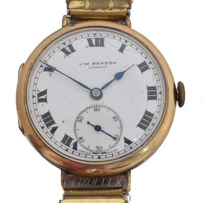 Lot 109 - A 9ct gold J.W. Benson manual wind wristwatch.