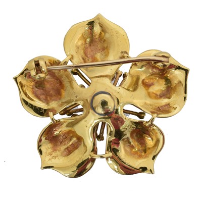 Lot 12 - A 1960s enamel and diamond brooch by Ben Rosenfeld