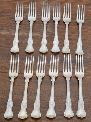 Lot 74 - Twelve Victorian silver dessert forks.