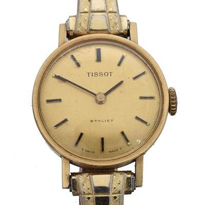 Lot 137 - A 9ct gold Tissot Stylist manual wind wristwatch.