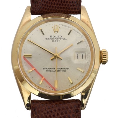 Lot 128 - A 1960s 9ct gold Rolex Oyster Perpetual Date wristwatch, ref. 1500.