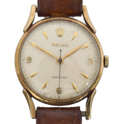 Lot 127 - A 1950s 9ct gold Rolex Precision manual wind wristwatch, ref. 12857.