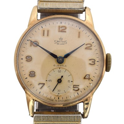Lot 135 - A 1950s 9ct gold Smiths Deluxe manual wind wristwatch ref. 12858.