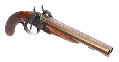 Lot 7 - Percussion double barrel Howdah pistol by...