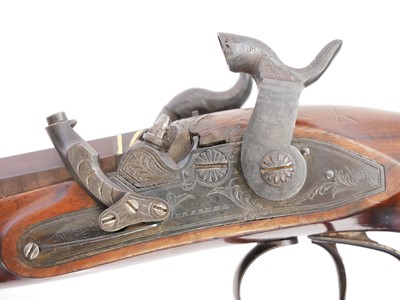 Lot 7 - Percussion double barrel Howdah pistol by...