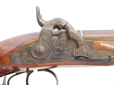 Lot 7 - Percussion double barrel Howdah pistol by...
