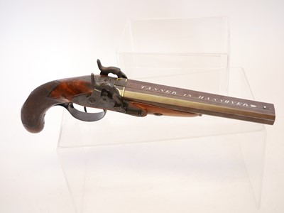 Lot 7 - Percussion double barrel Howdah pistol by...