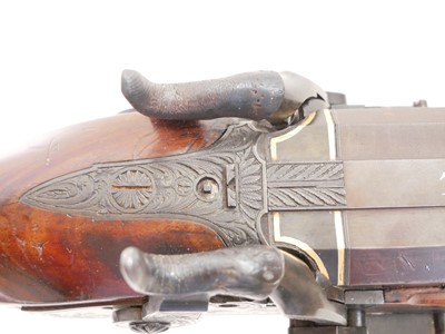 Lot 7 - Percussion double barrel Howdah pistol by...