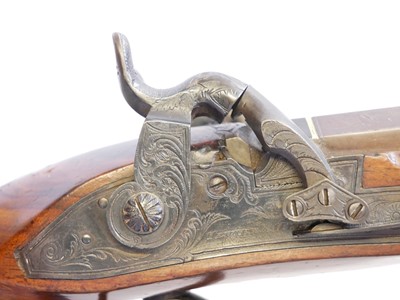 Lot 7 - Percussion double barrel Howdah pistol by...