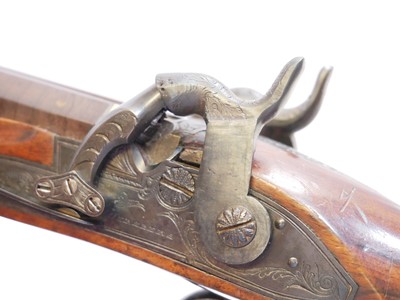 Lot 7 - Percussion double barrel Howdah pistol by...