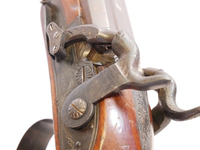 Lot 7 - Percussion double barrel Howdah pistol by...