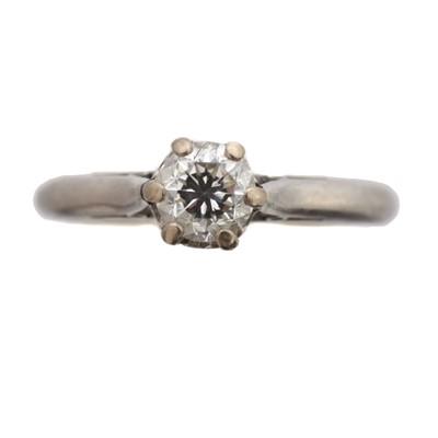 Lot 52 - A platinum diamond single stone ring by Boodle & Dunthorne.