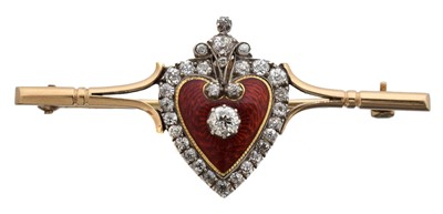 Lot 8 - An early 20th century enamel and diamond brooch.